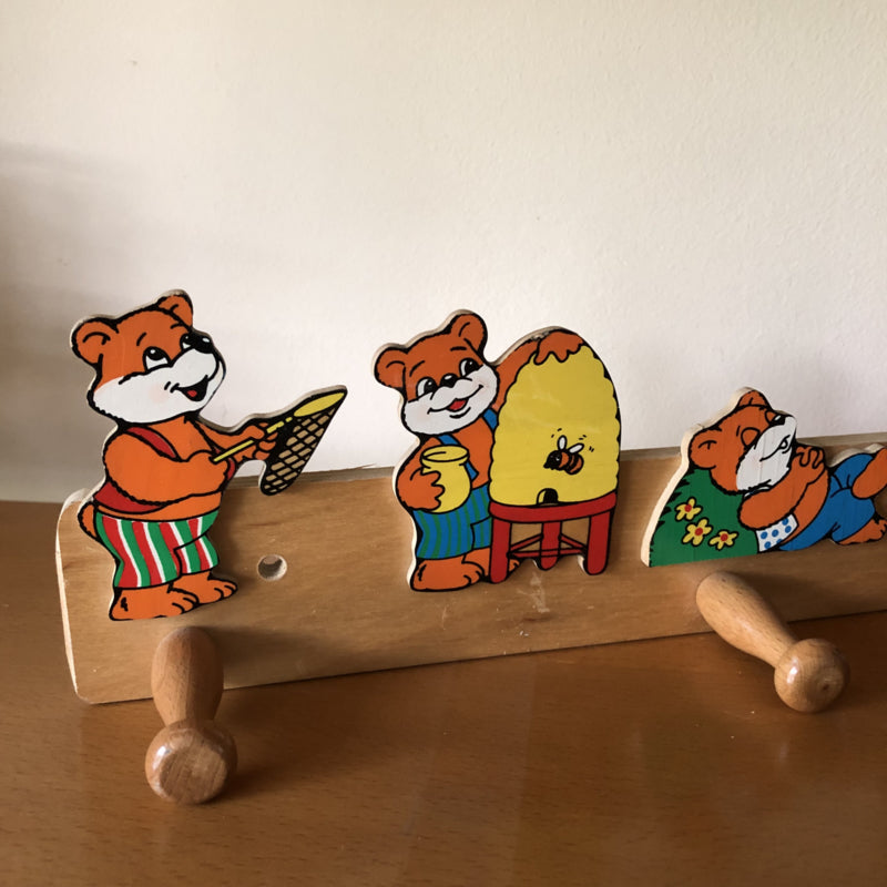 Vintage houten kapstok beren