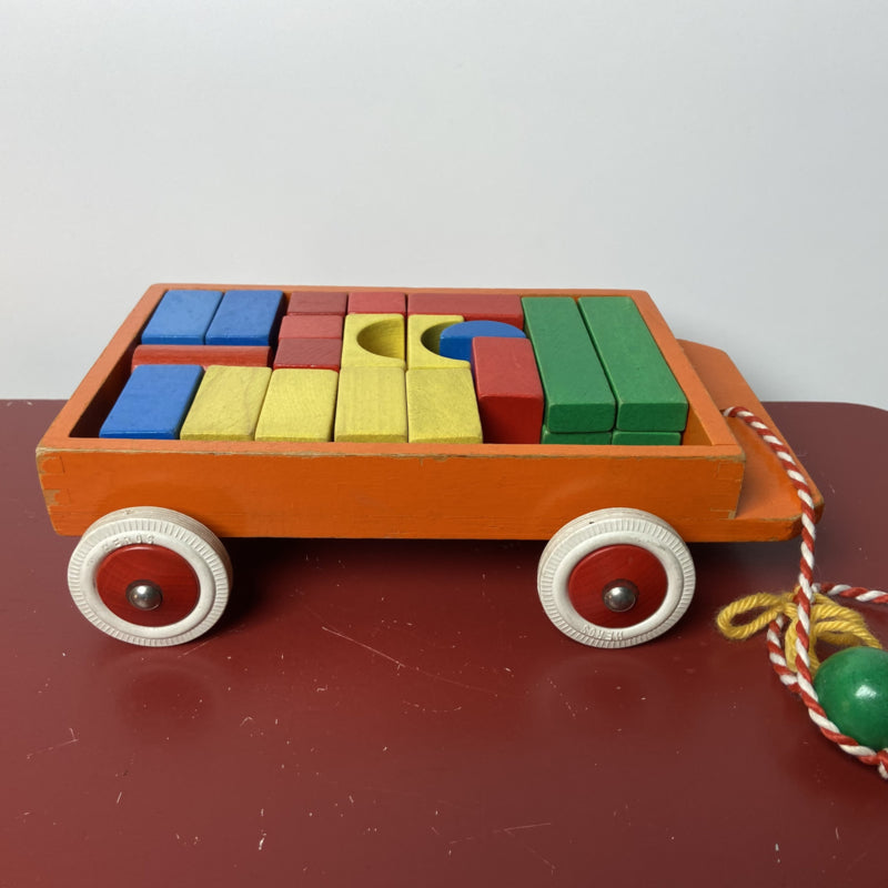 Vintage houten blokkenkar