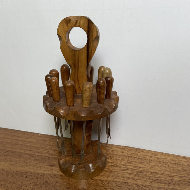 Vintage houten cocktailprikkers carousel