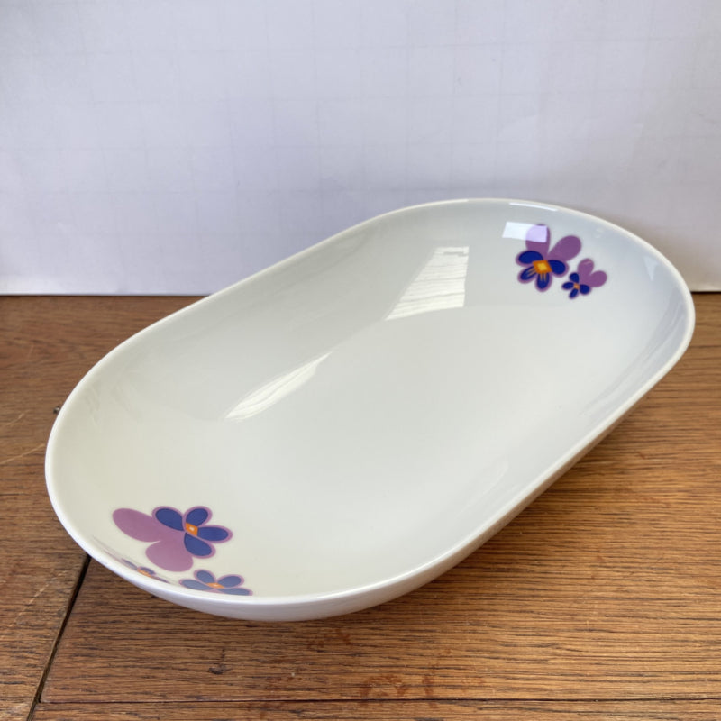 Vintage serveerschaal paarse bloem