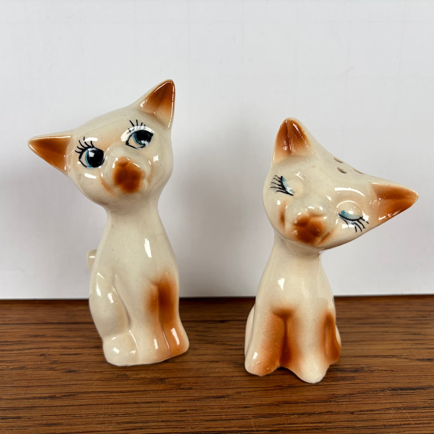 Vintage peper en zoutstel bruine katten