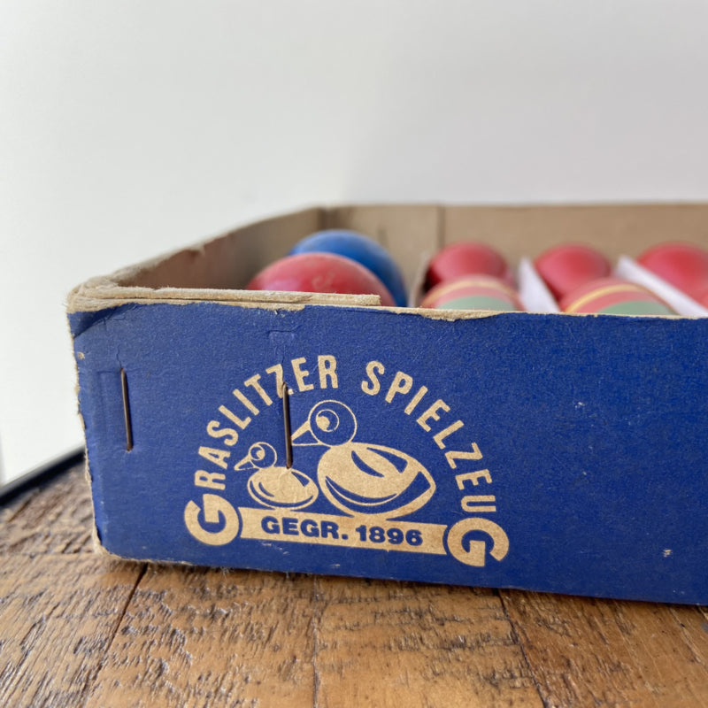 Vintage houten kegelset