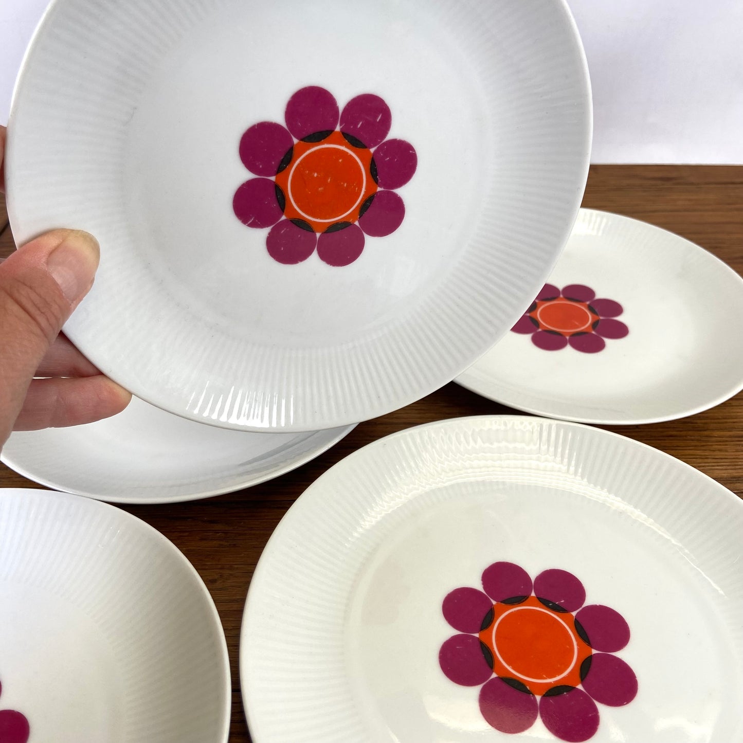 6 vintage gebaksbordjes