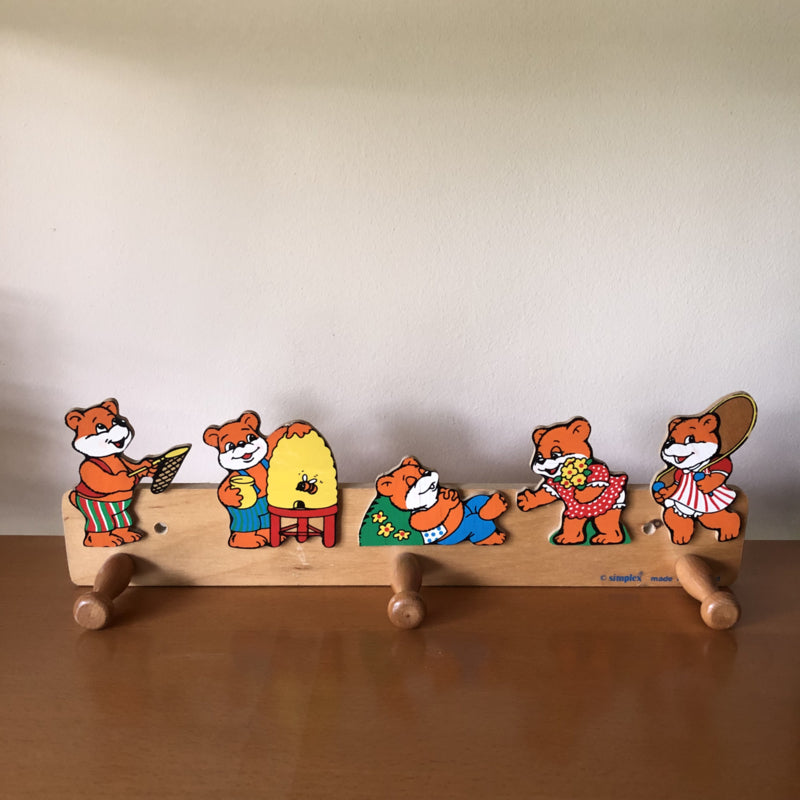 Vintage houten kapstok beren