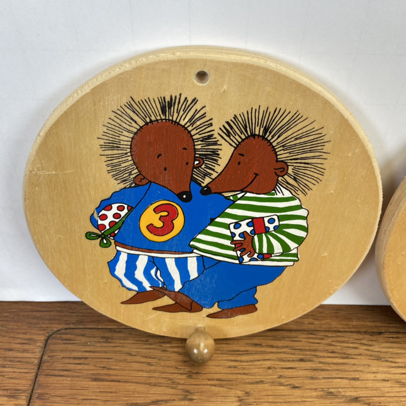 Houten kinder kapstokjes egel