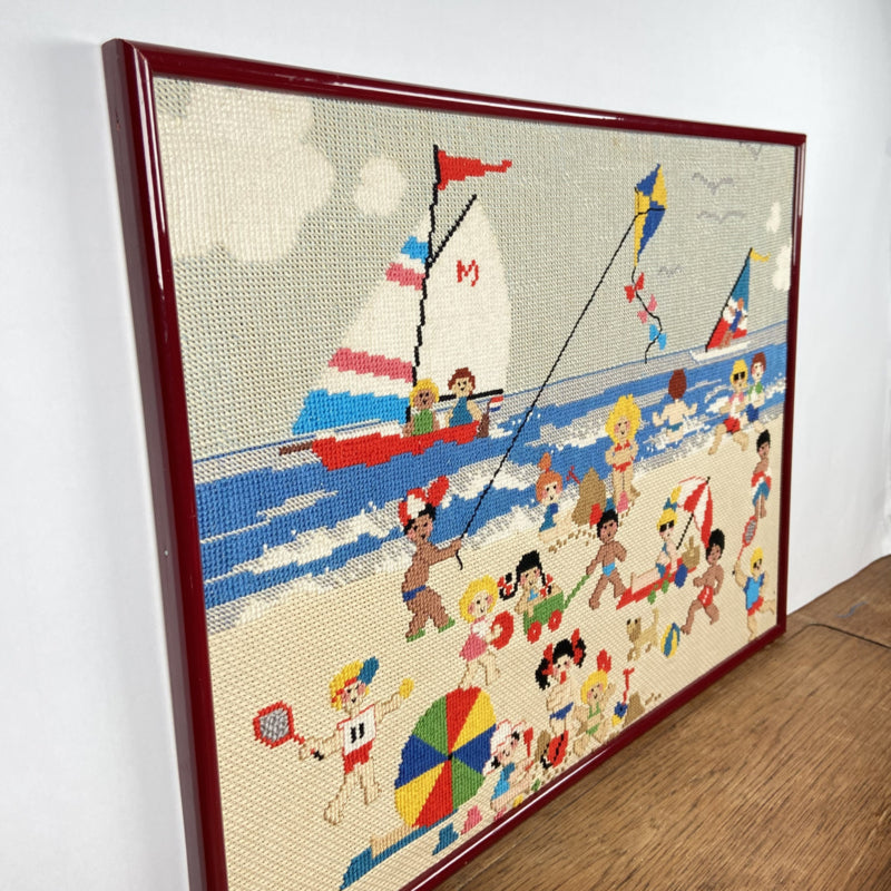 Geborduurd schilderij strand