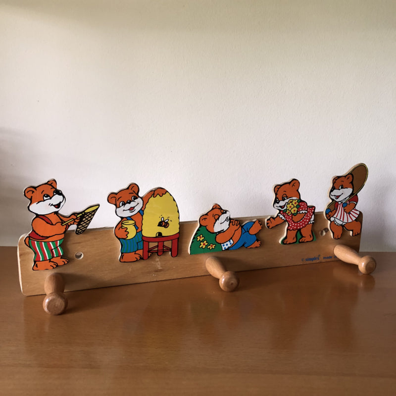 Vintage houten kapstok beren