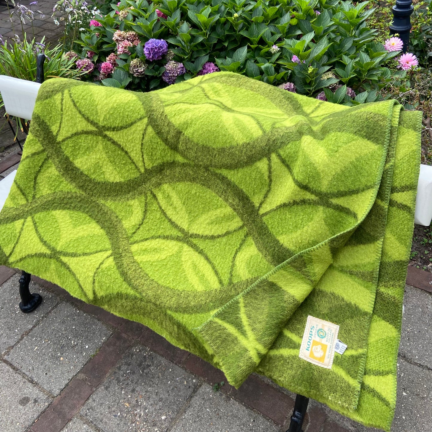 Vintage groene wollen deken