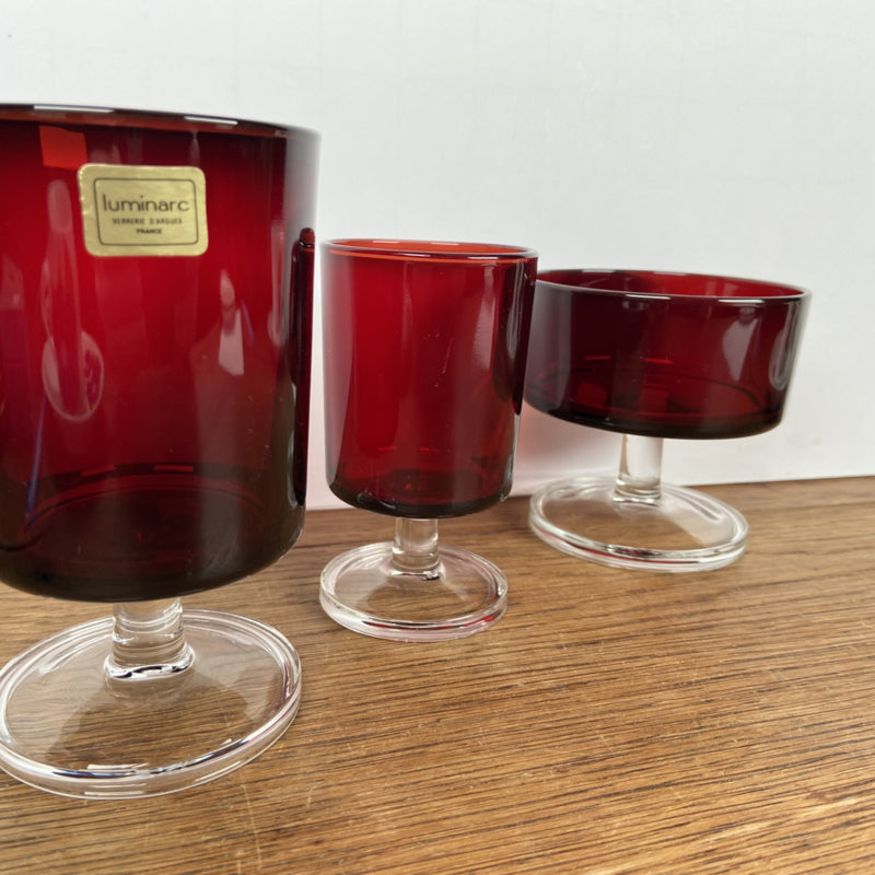 Vintage rode Luminarc France glazen