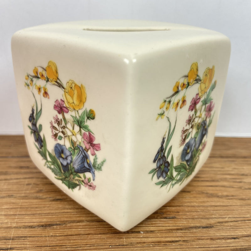 Vintage vierkante spaarpot met bloemenmotief