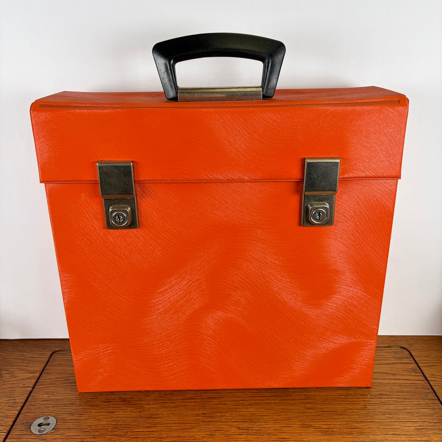 Vintage oranje lp koffer