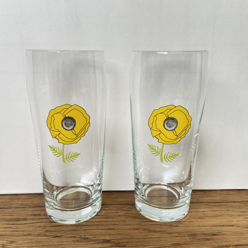 Bierglazen gele bloem