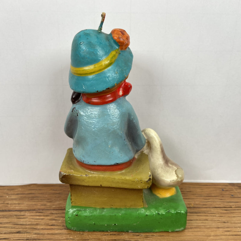 Vintage kaars jongetje met eend