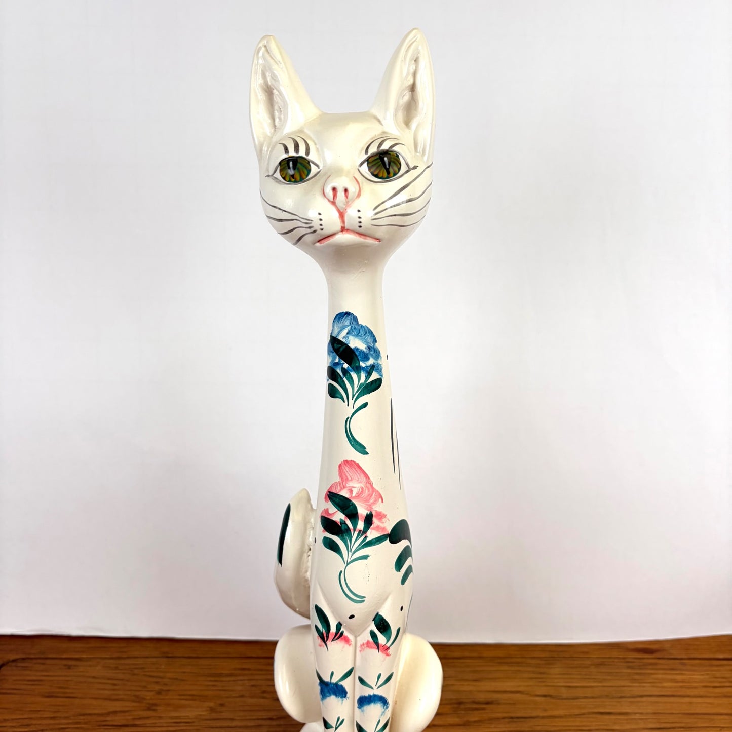 Vintage kat wit met bloemen Portugal