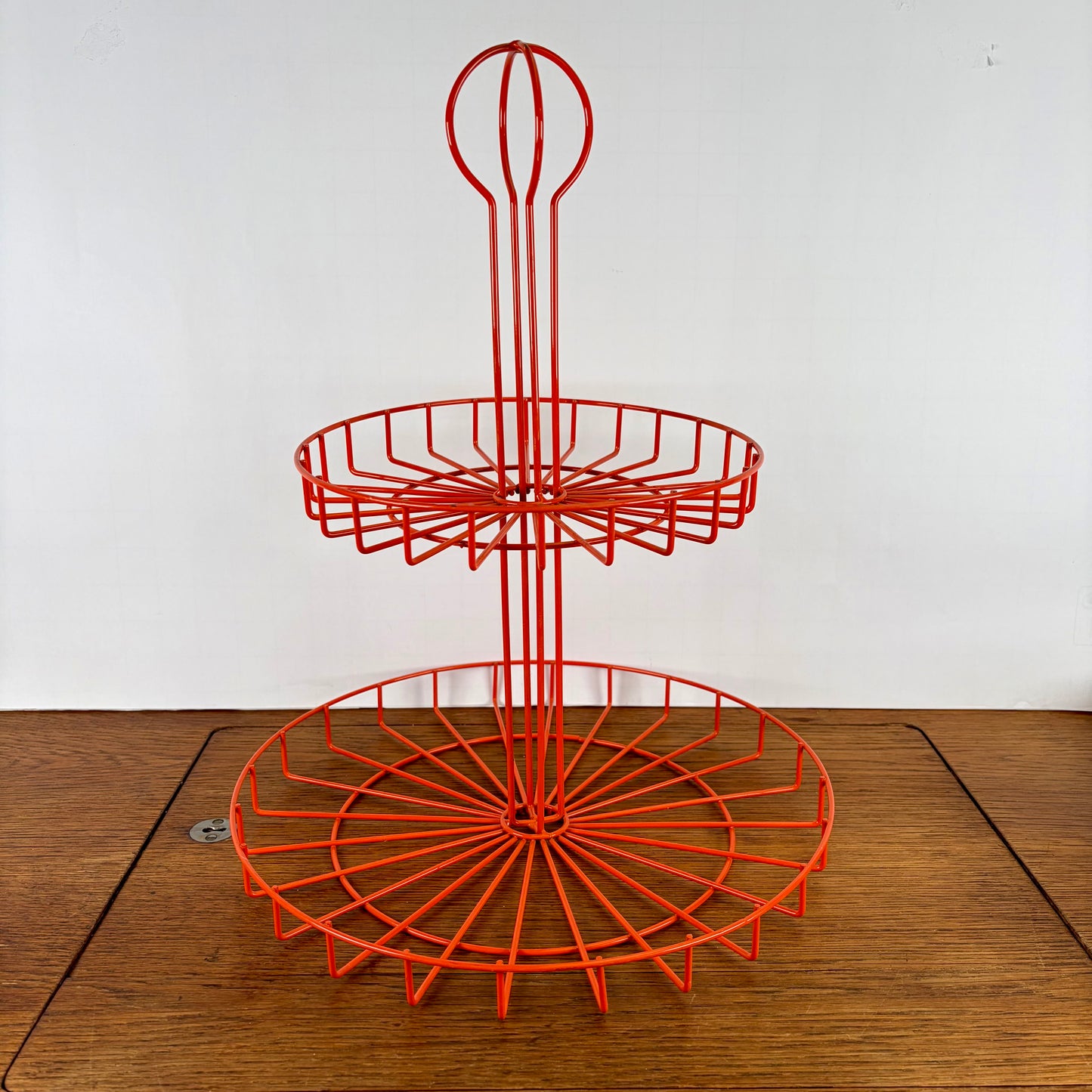 Vintage oranje etagere fruitschaal