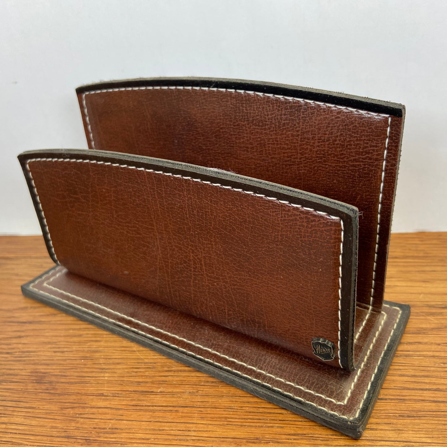 Vintage brievenhouder van leer