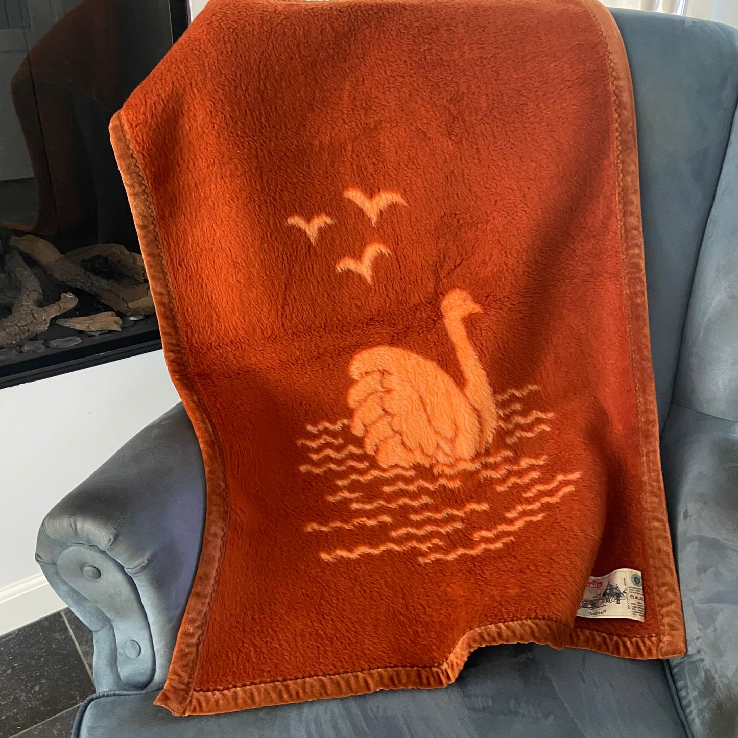 Vintage baby deken zwaan