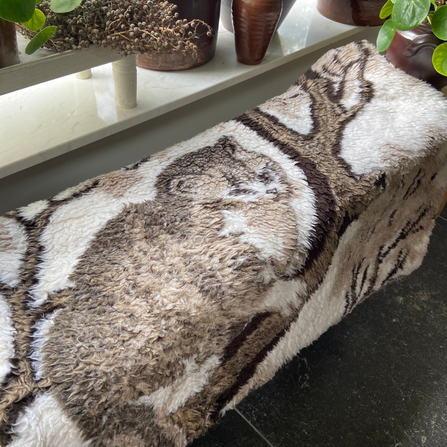 Vintage deken hond kat / overtrek met rits