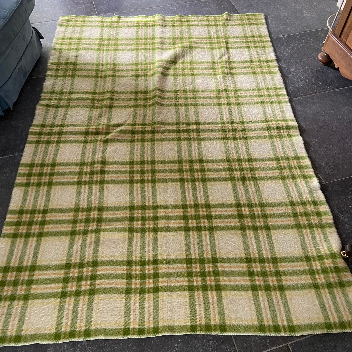 Vintage wollen deken groen