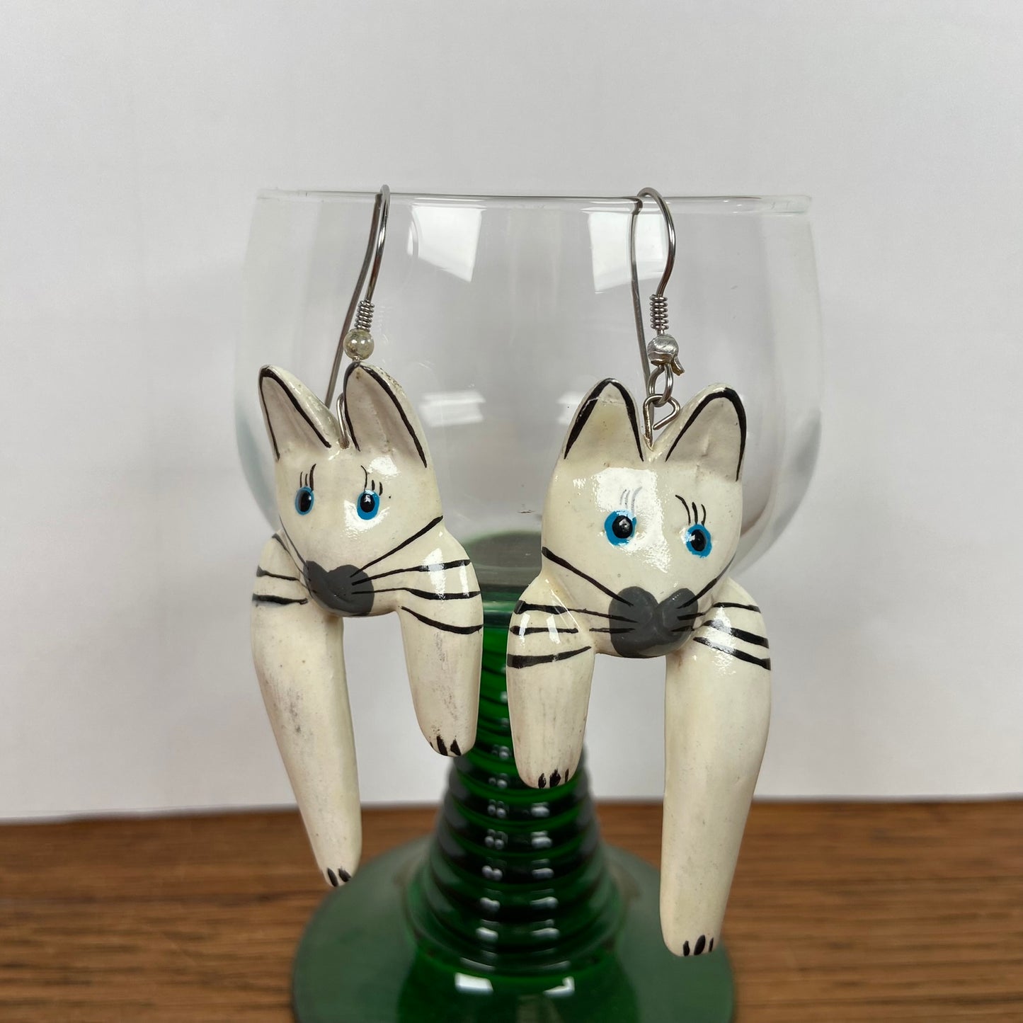 Houten oorbellen katten