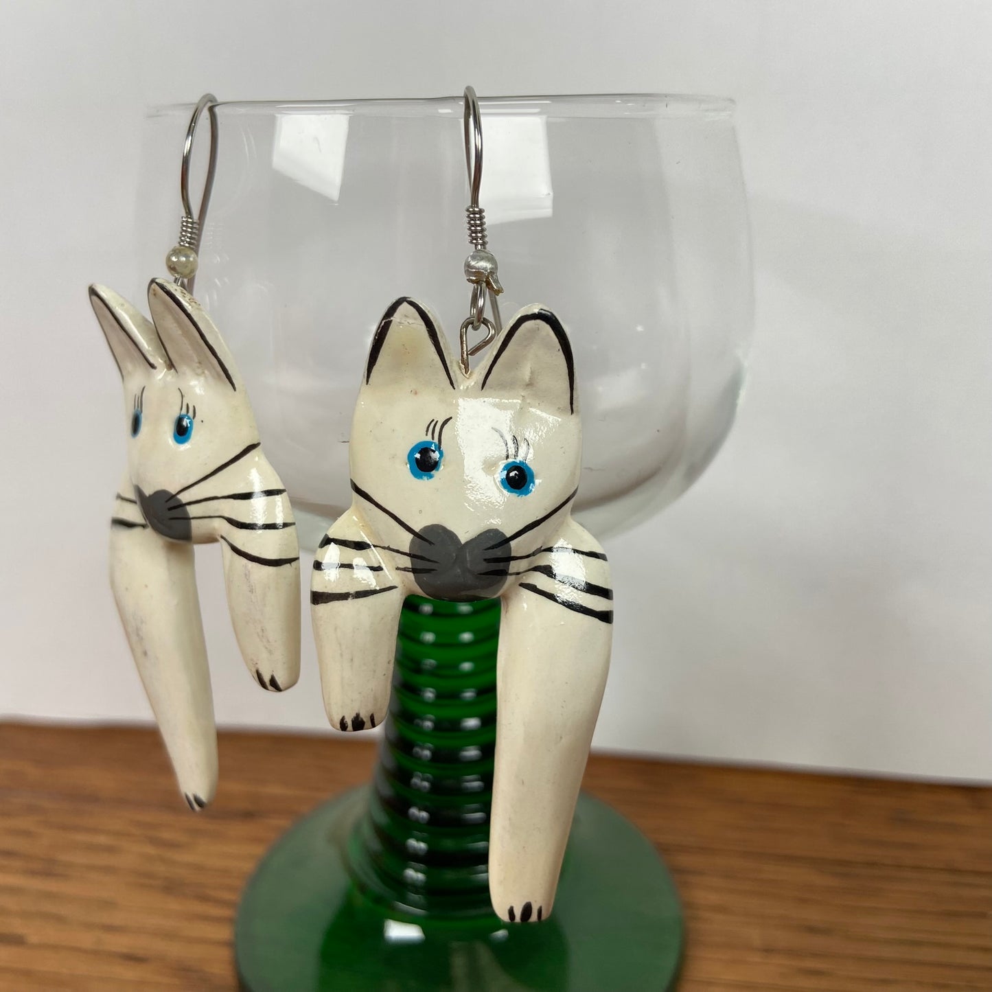 Houten oorbellen katten