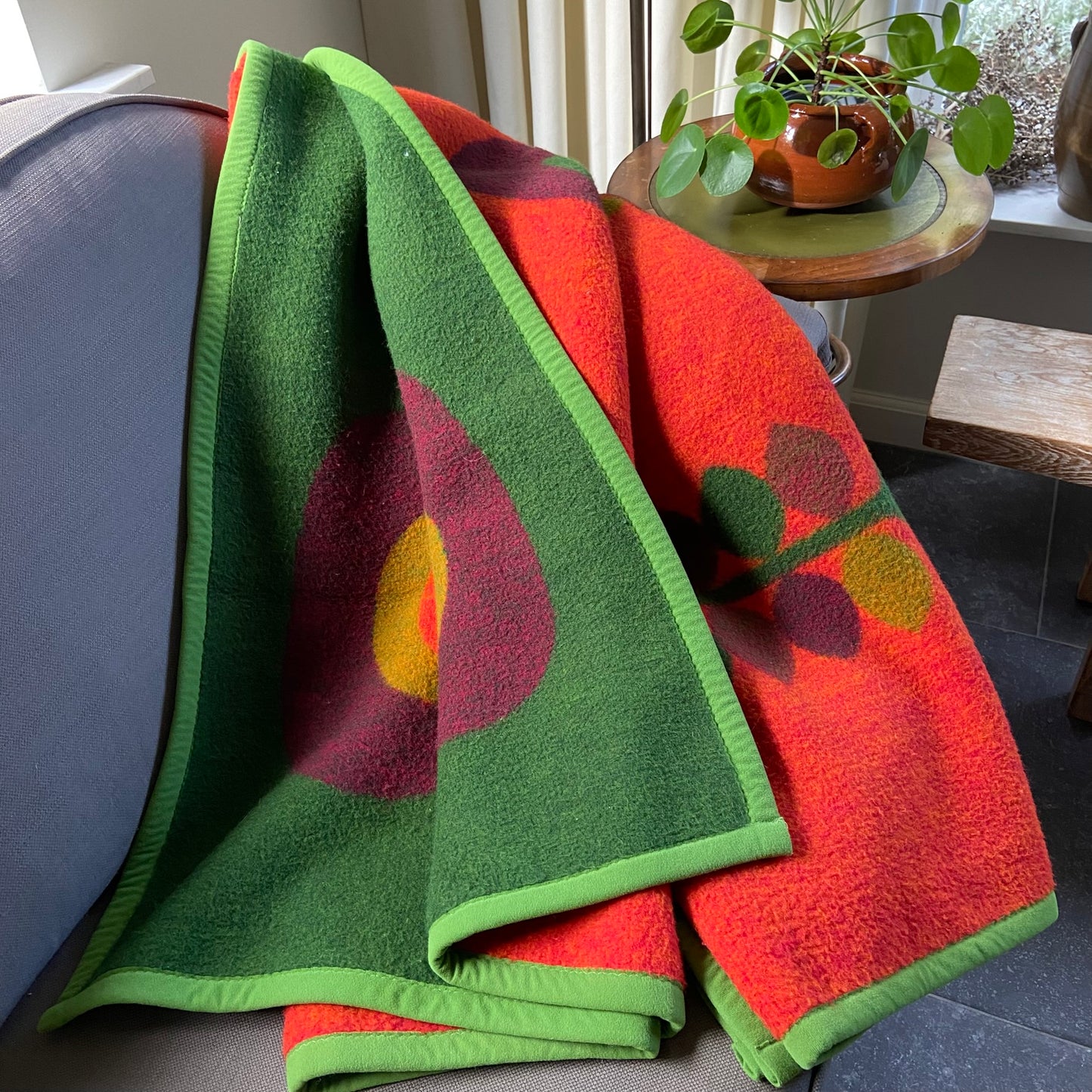 Vintage deken groen rood