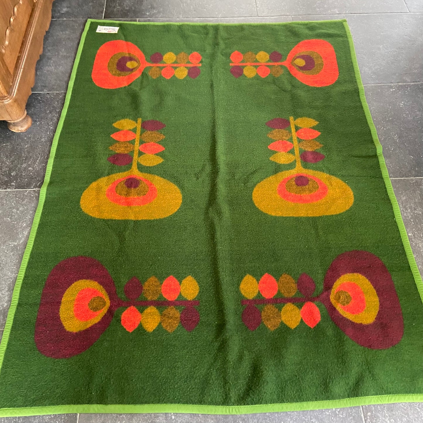 Vintage deken groen rood