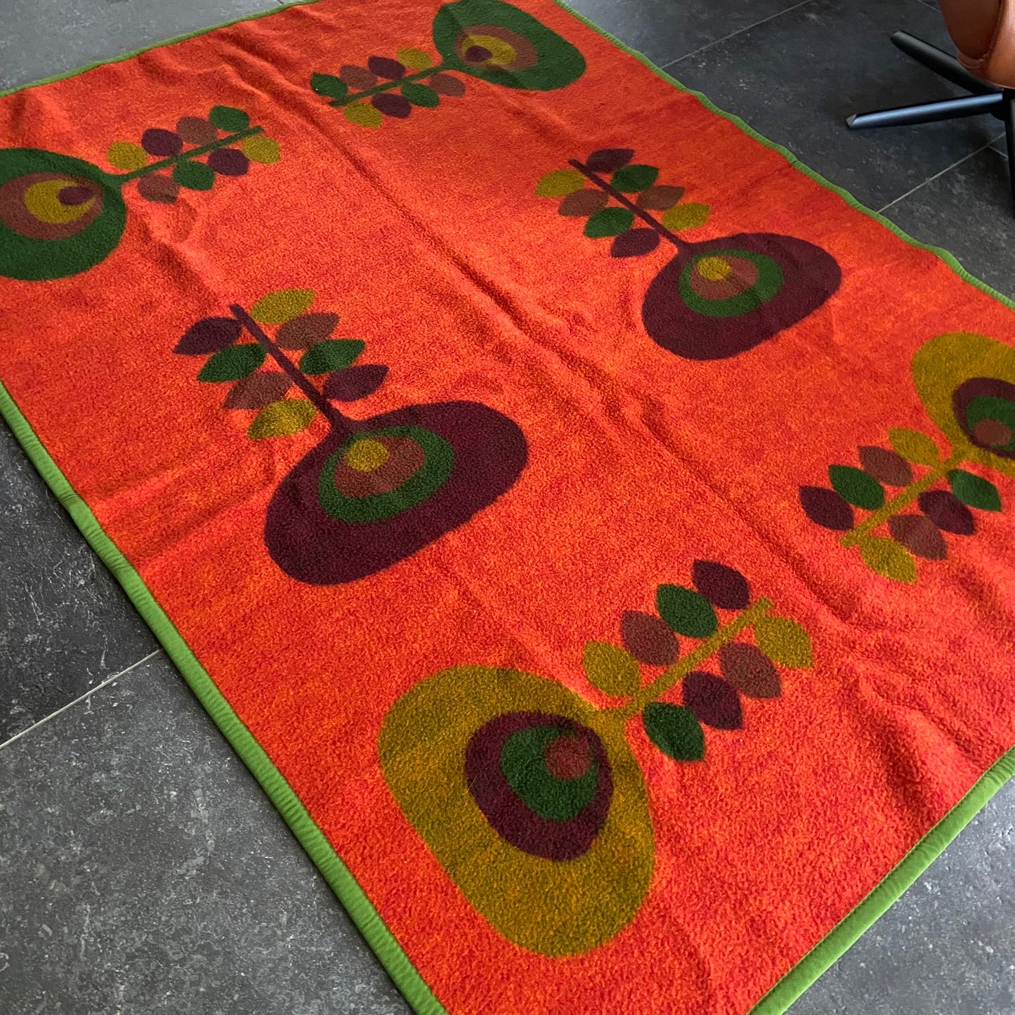 Vintage deken groen rood