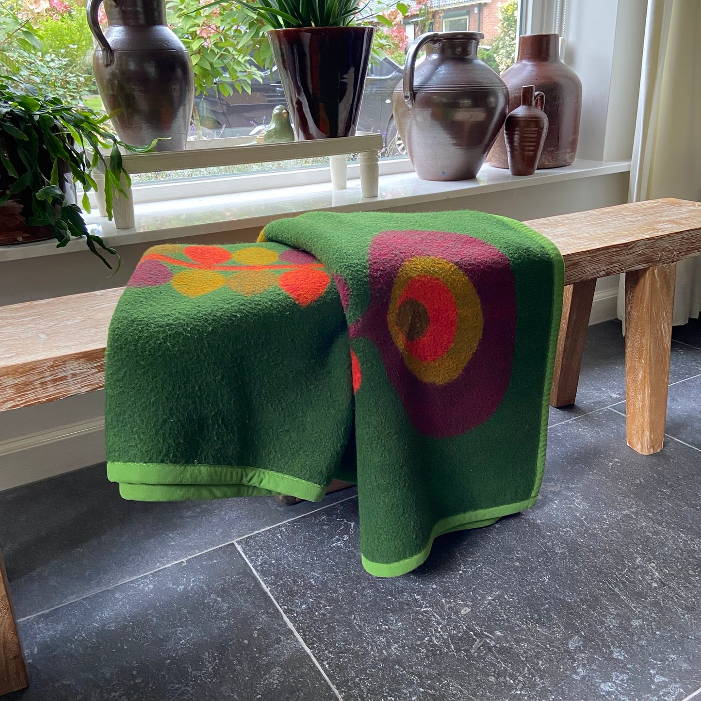 Vintage deken groen rood