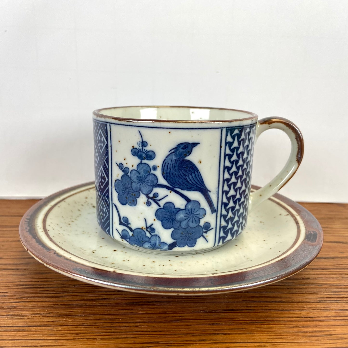 Vintage kop en schotel blauw