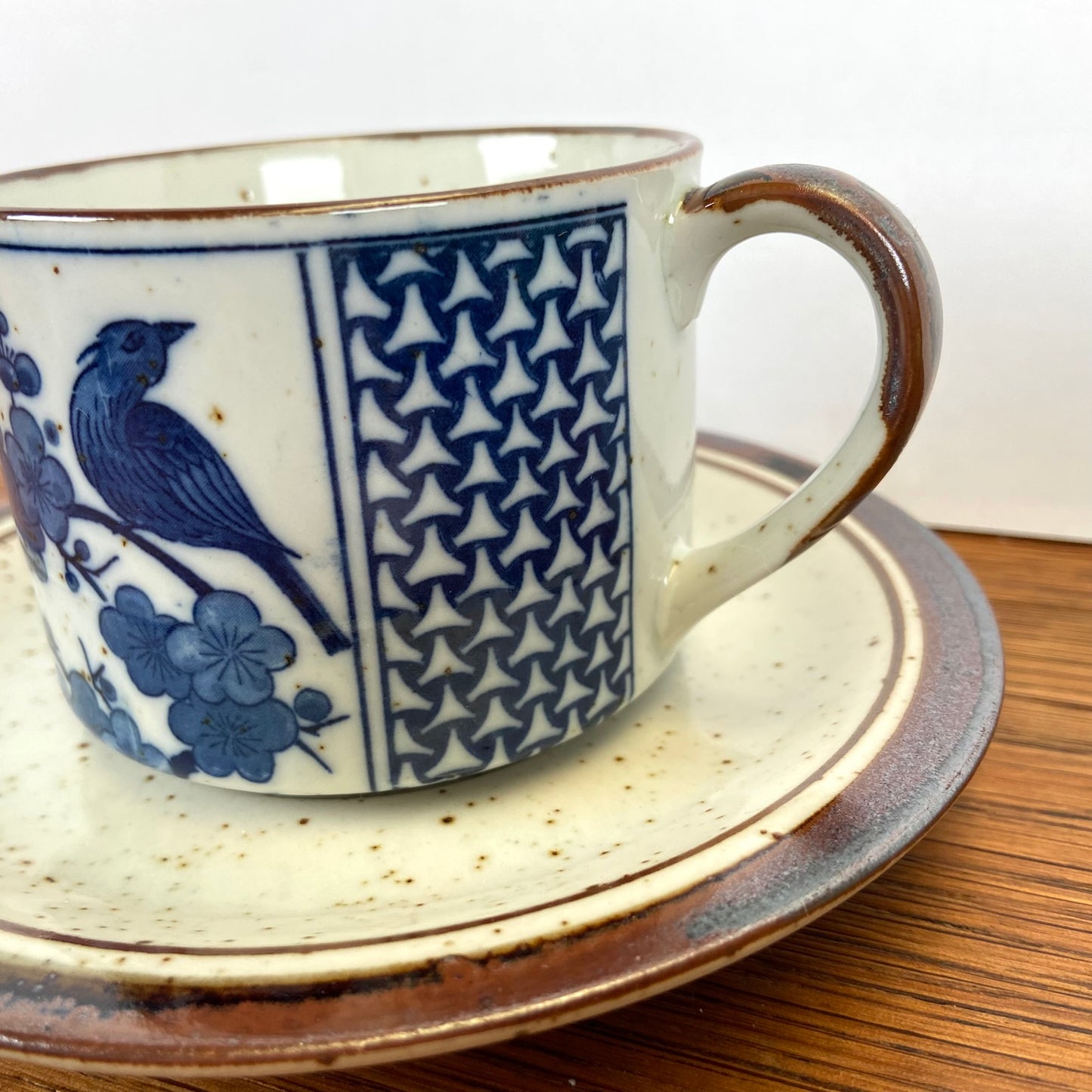 Vintage kop en schotel blauw