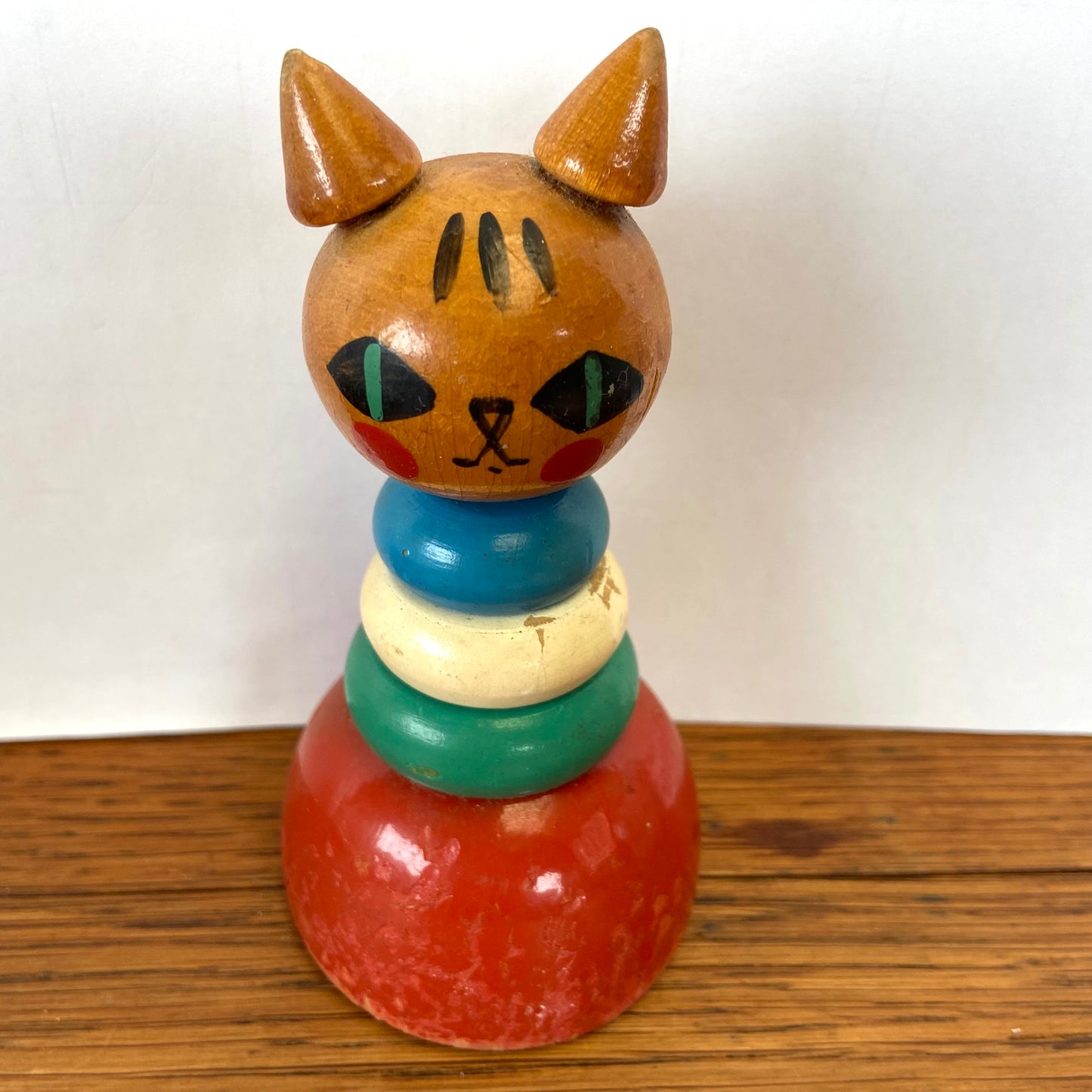 Vintage Stapelfiguur houten kat