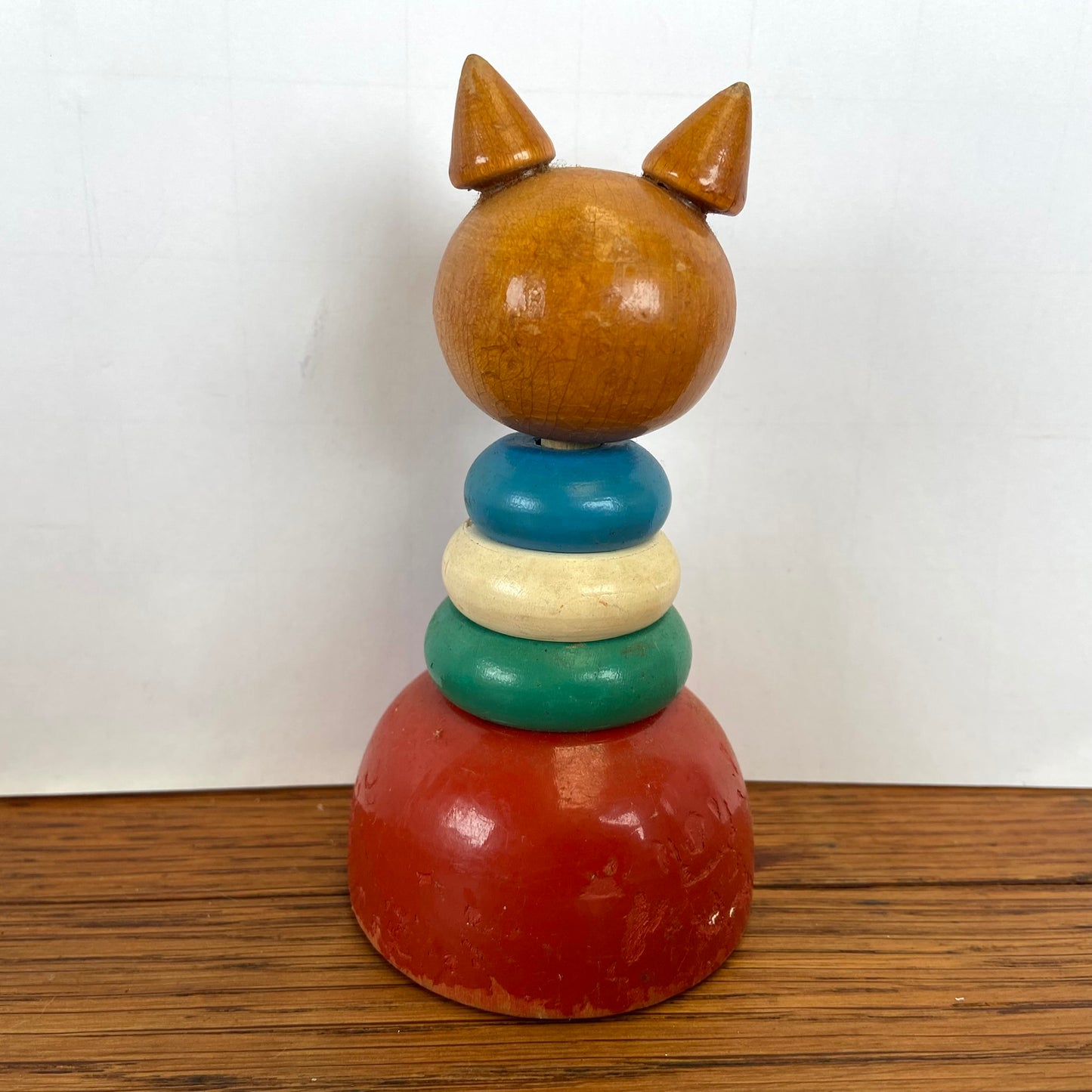 Vintage Stapelfiguur houten kat