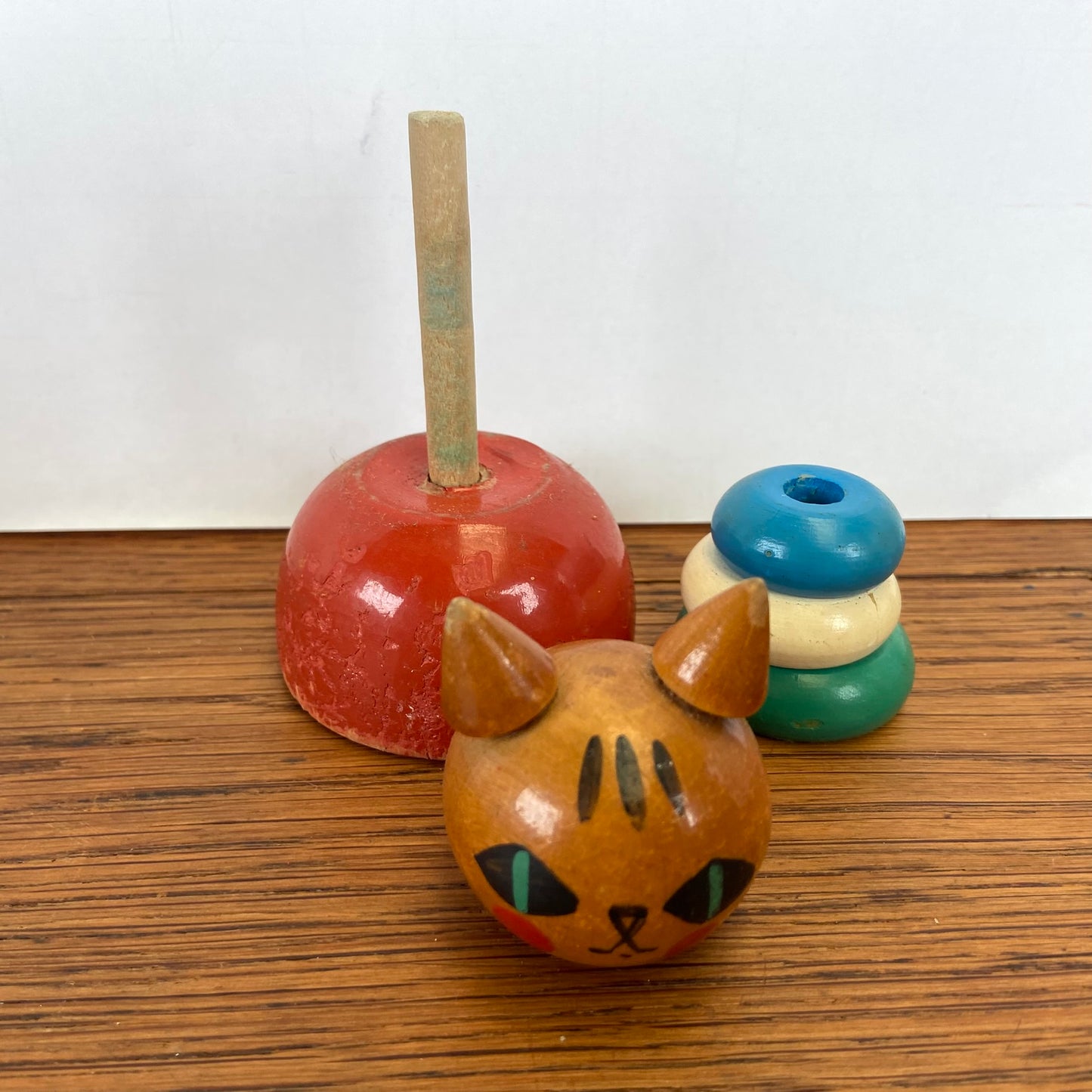 Vintage Stapelfiguur houten kat