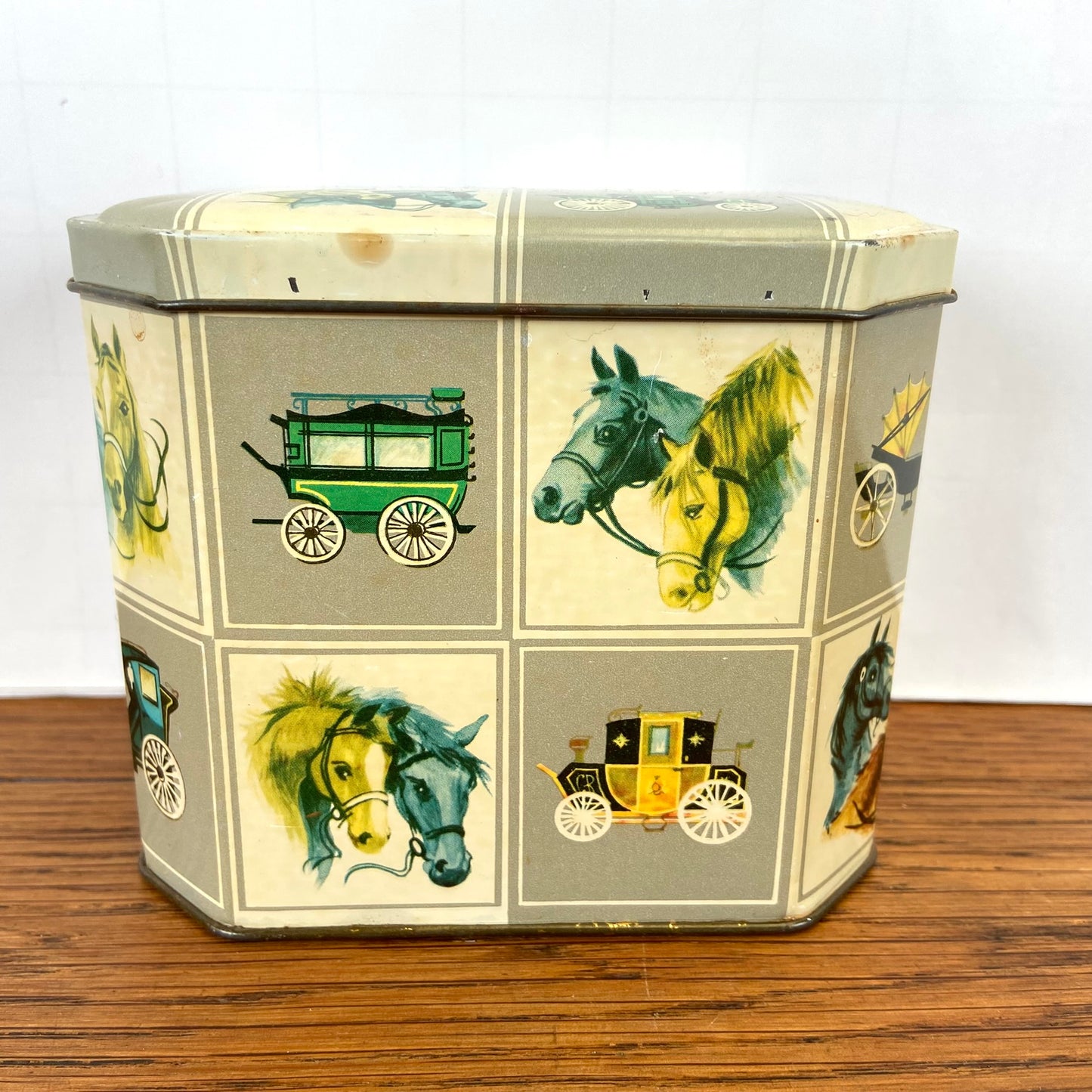 Vintage blikje paarden