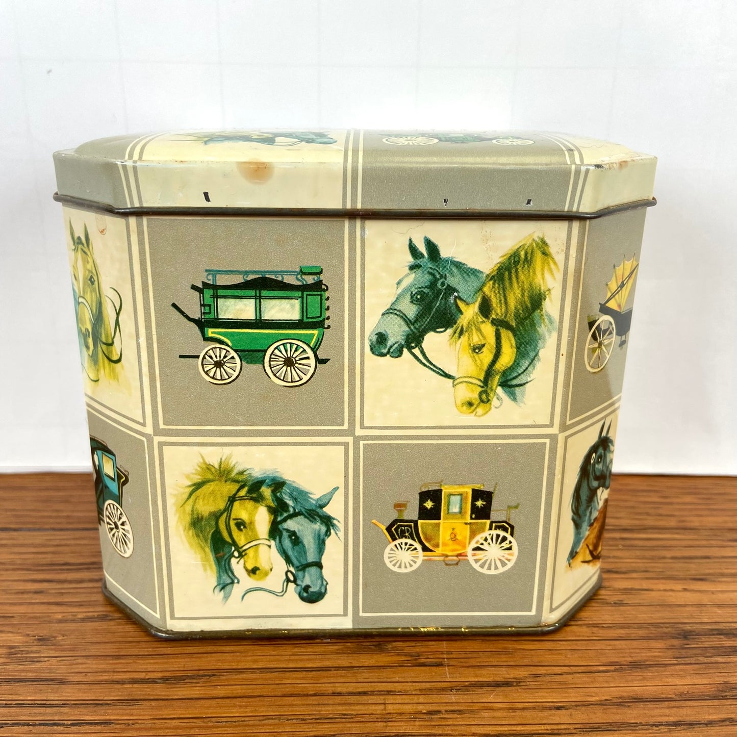 Vintage blikje paarden