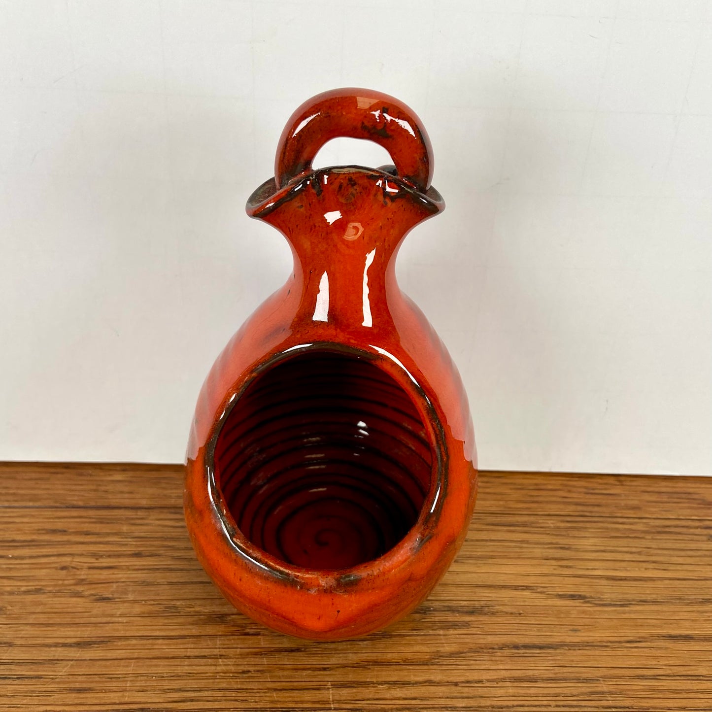Vintage hangbloempotje oranje - rood