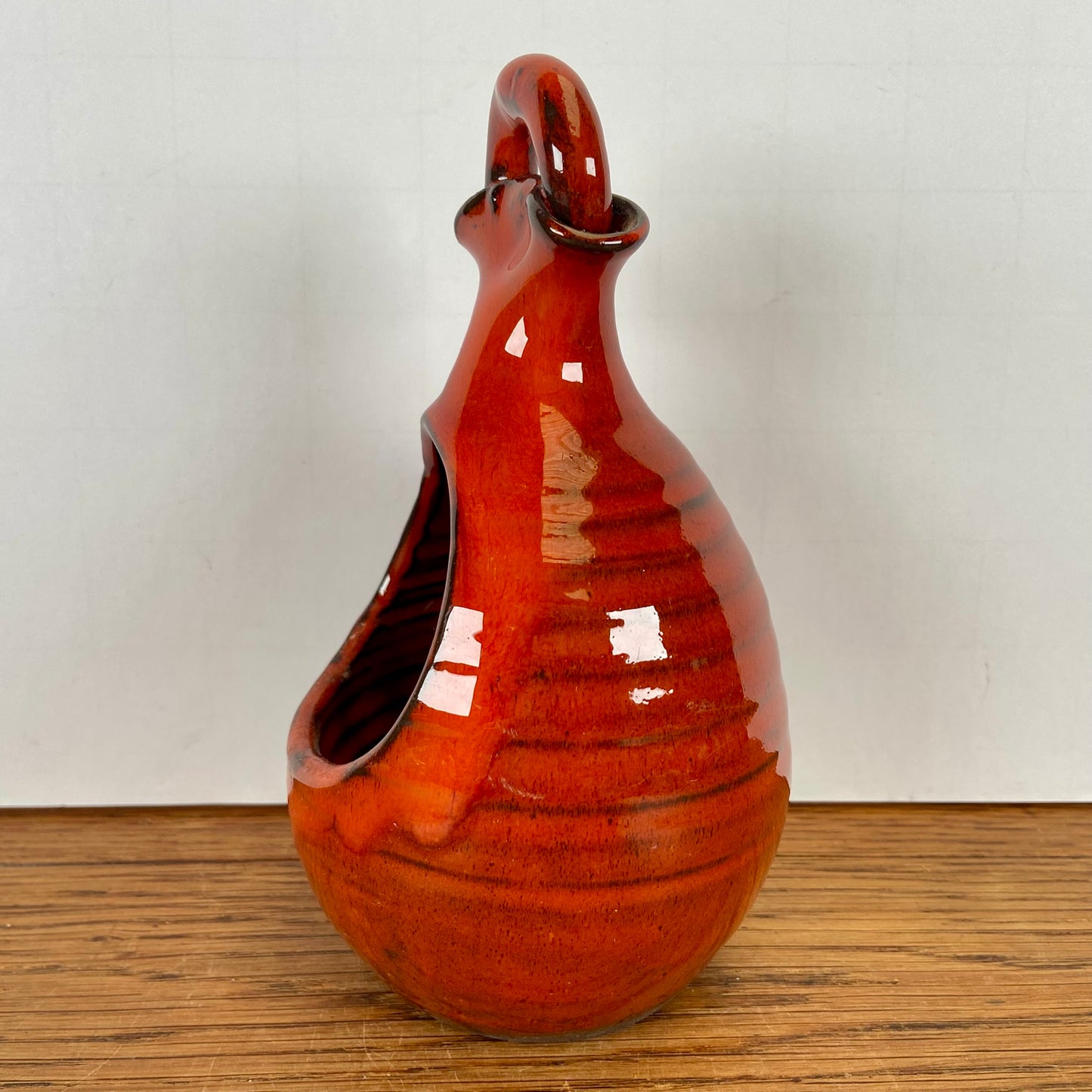 Vintage hangbloempotje oranje - rood