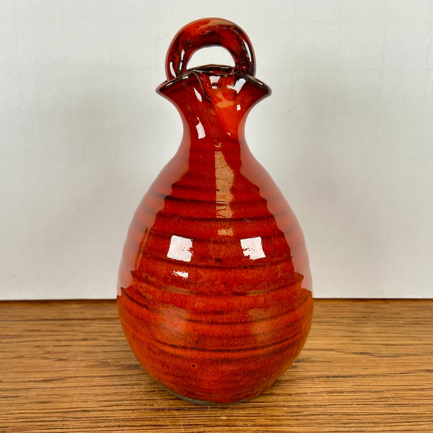 Vintage hangbloempotje oranje - rood