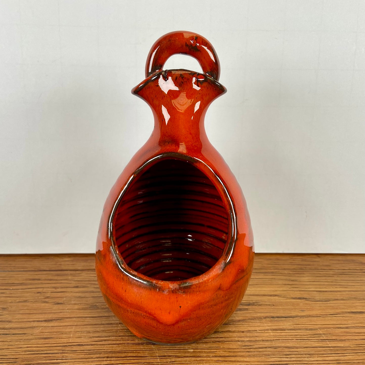 Vintage hangbloempotje oranje - rood