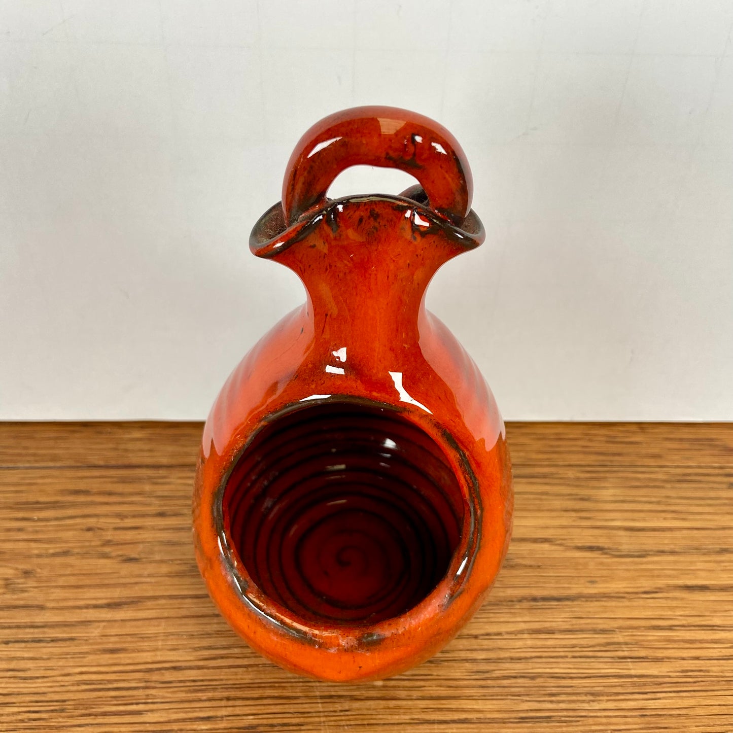 Vintage hangbloempotje oranje - rood