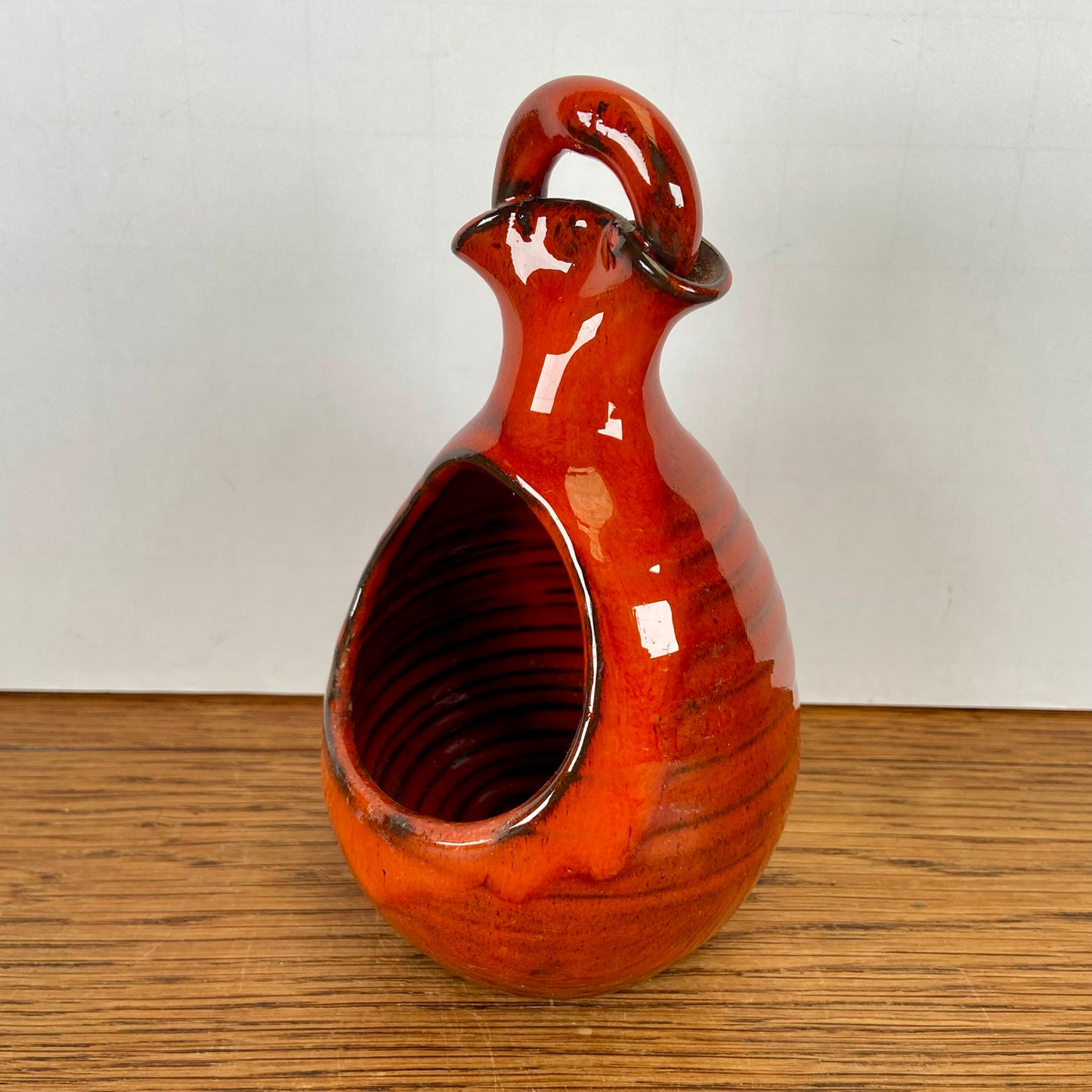 Vintage hangbloempotje oranje - rood