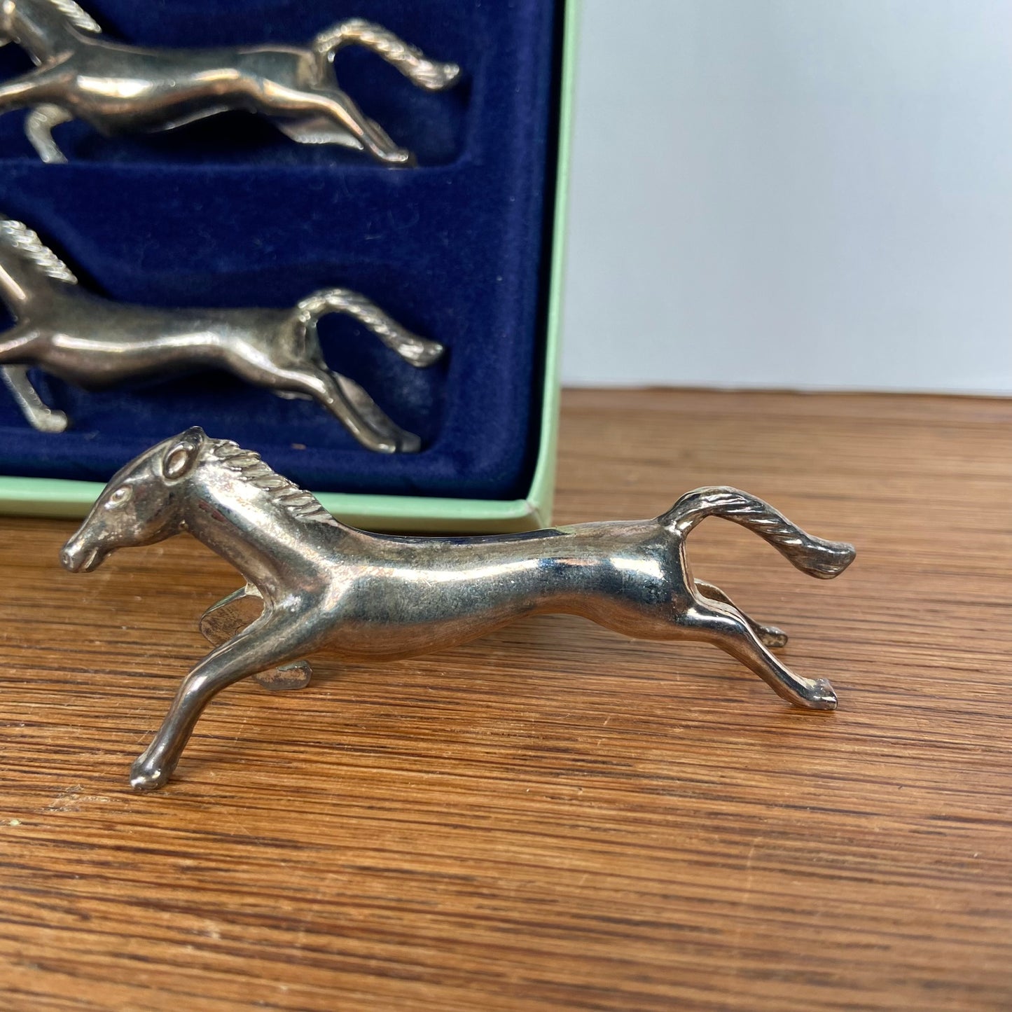 Vintage verzilverde messenleggers paarden