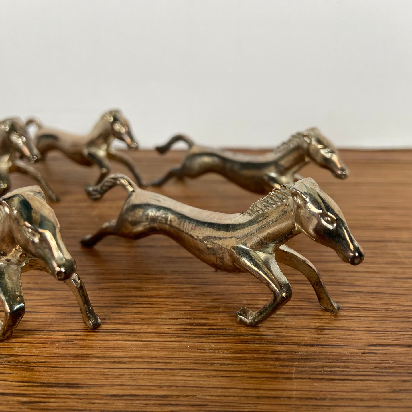 Vintage verzilverde messenleggers paarden