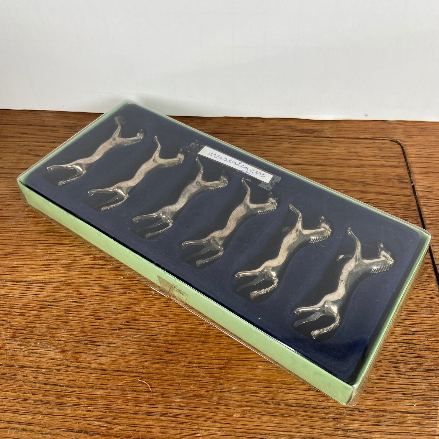 Vintage verzilverde messenleggers paarden