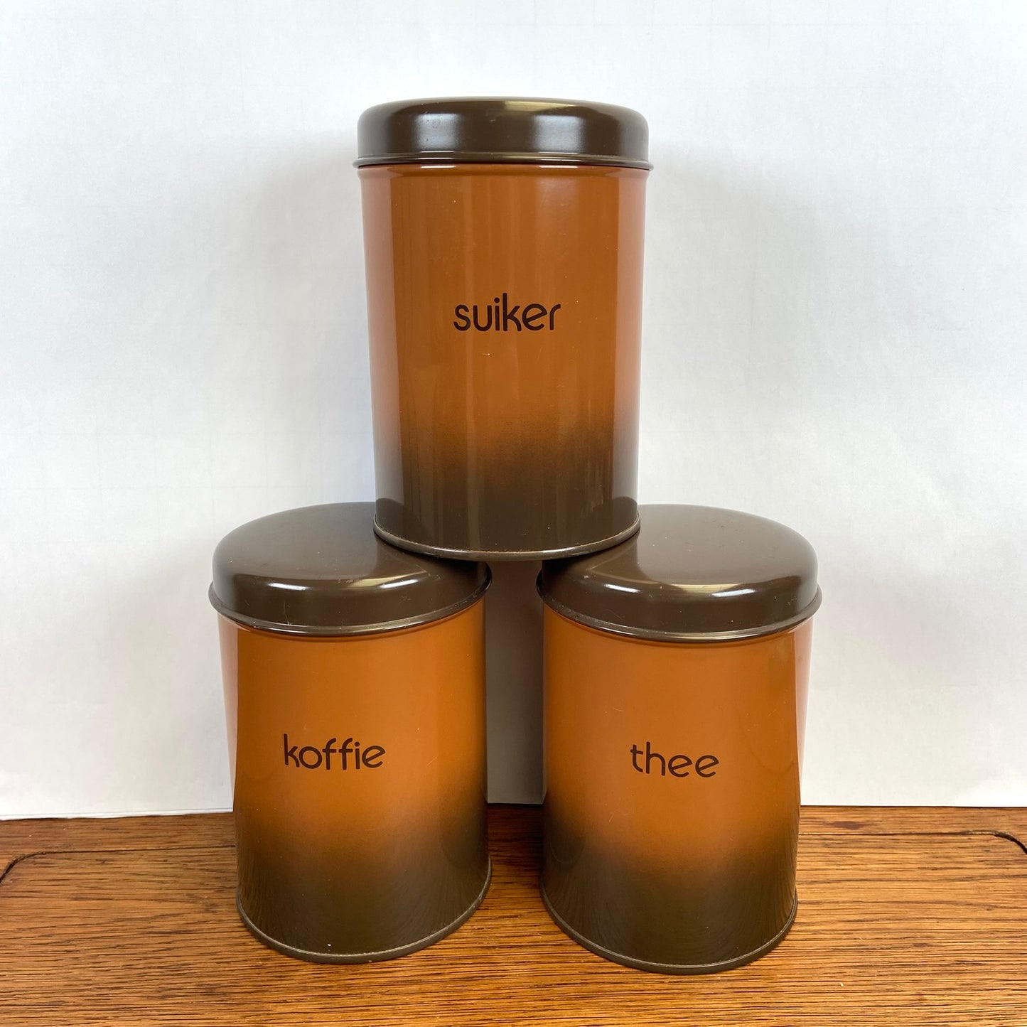Set van 3 Vintage Brabantia bussen bruin
