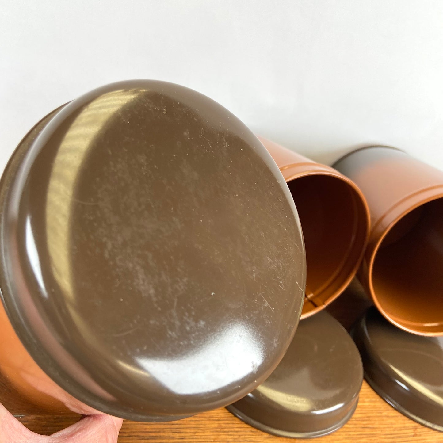 Set van 3 Vintage Brabantia bussen bruin