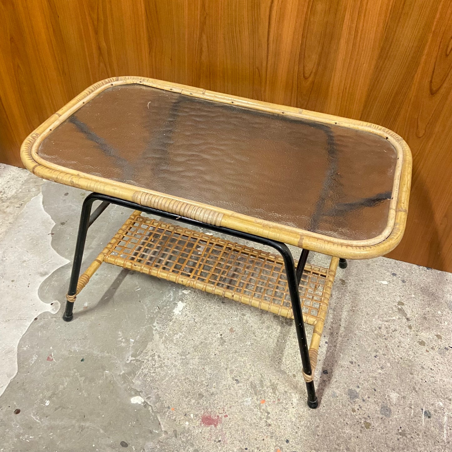 Vintage rotan salontafel