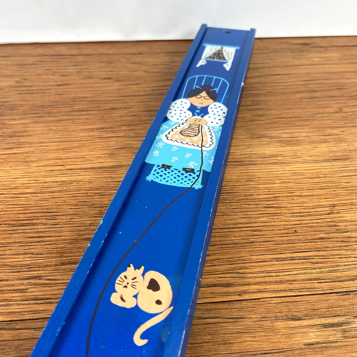 Vintage breinaalden doosje blauw