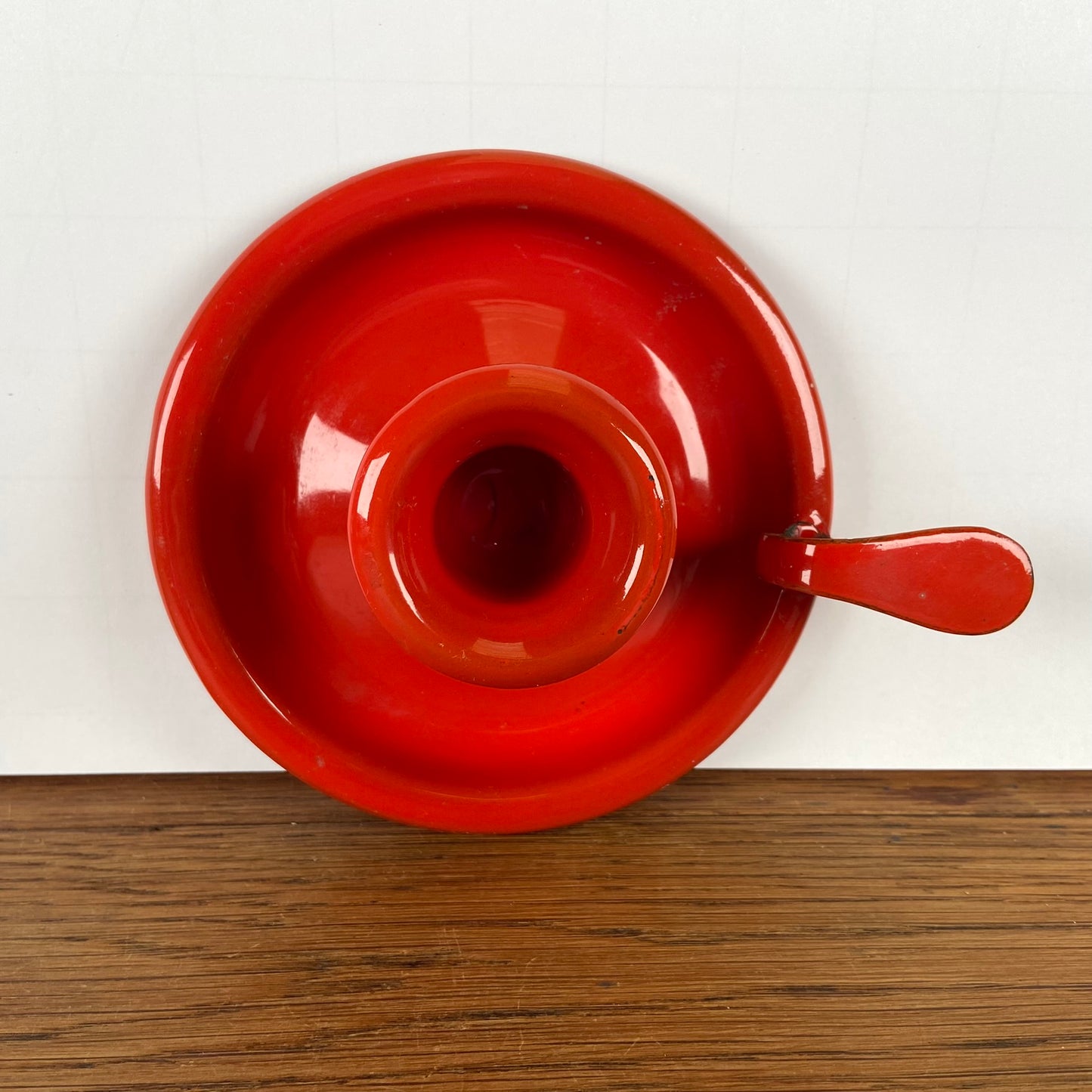 Vintage emaille kandelaar rood-oranje